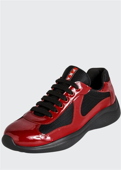 prada america's cup patent leather patchwork sneakers men stores